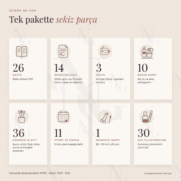 Atelier Salon İş Kiti — Güzellik Salonları İçin İfade Rehberi, Belgeler ve Tasarımlar