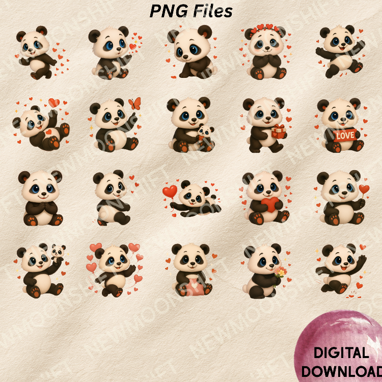 Sevimli Panda Pandamos ile Sevgililer Günü 60 PNG