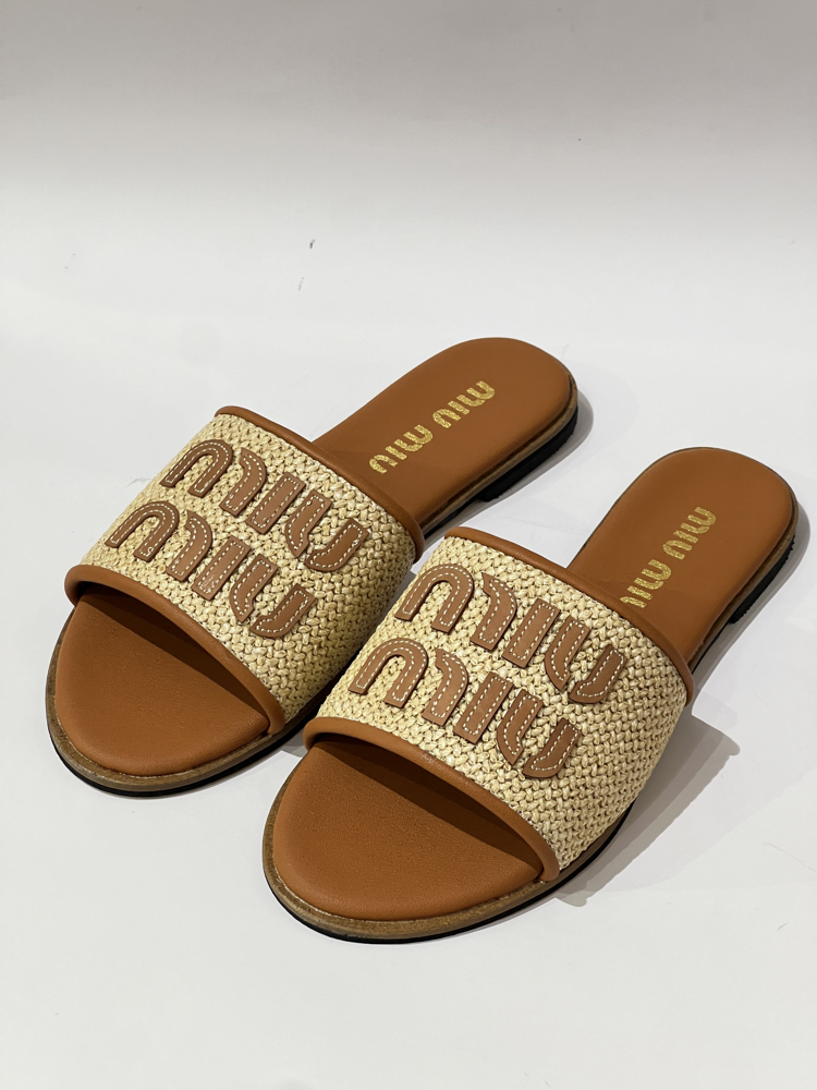 MIU MIU Woven Women’s Slide Sandals