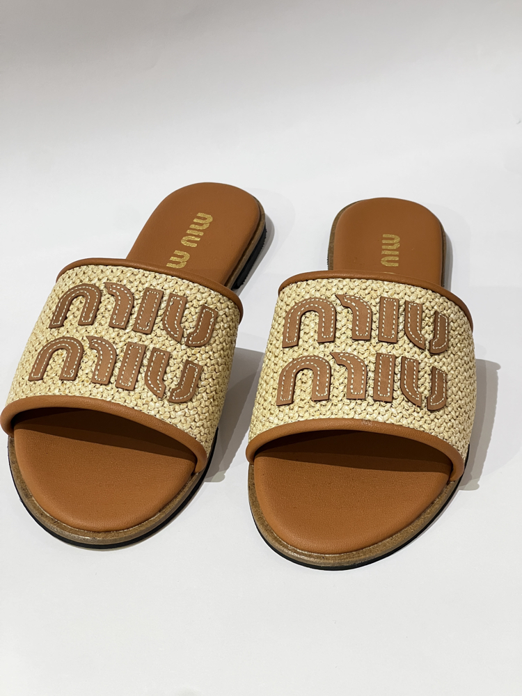 MIU MIU Woven Women’s Slide Sandals
