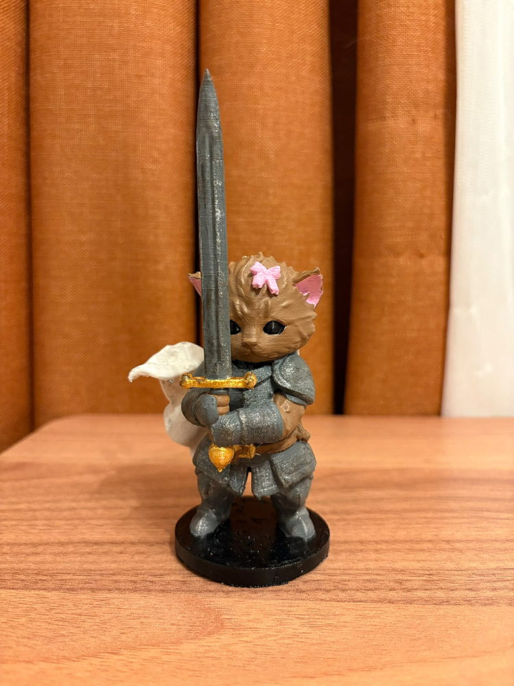Şövalye Kedi Figürü | El Boyaması 3D Baskı
