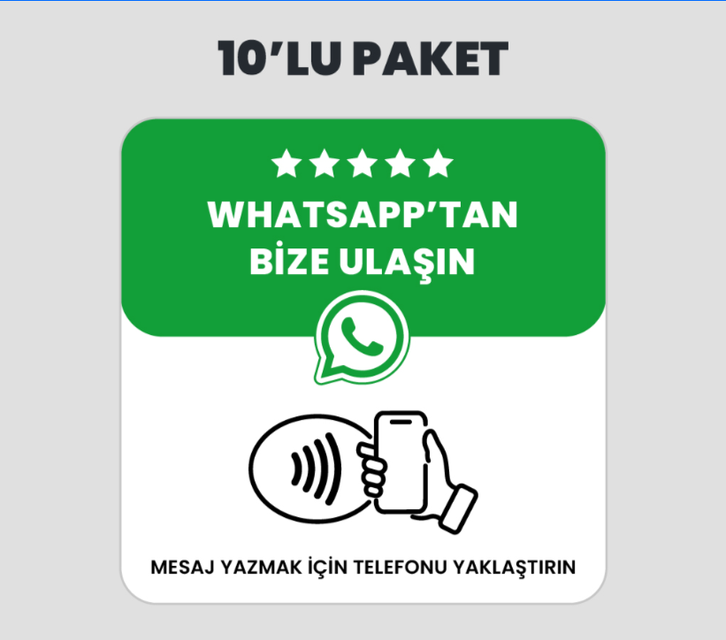 10 Adet WhatsApp İletişim NFC Kart Paketi