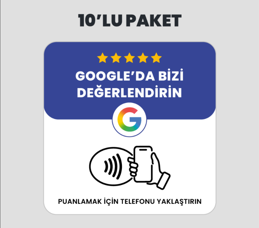 10 Adet Google Yorum NFC Kartı Paketi