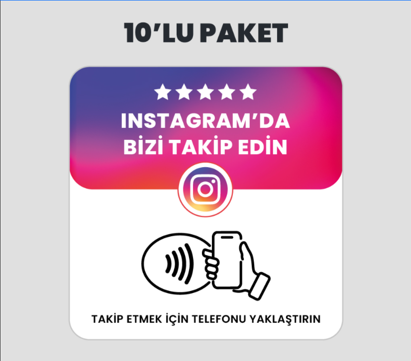 10 Adet Instagram Takip NFC Kart Paketi