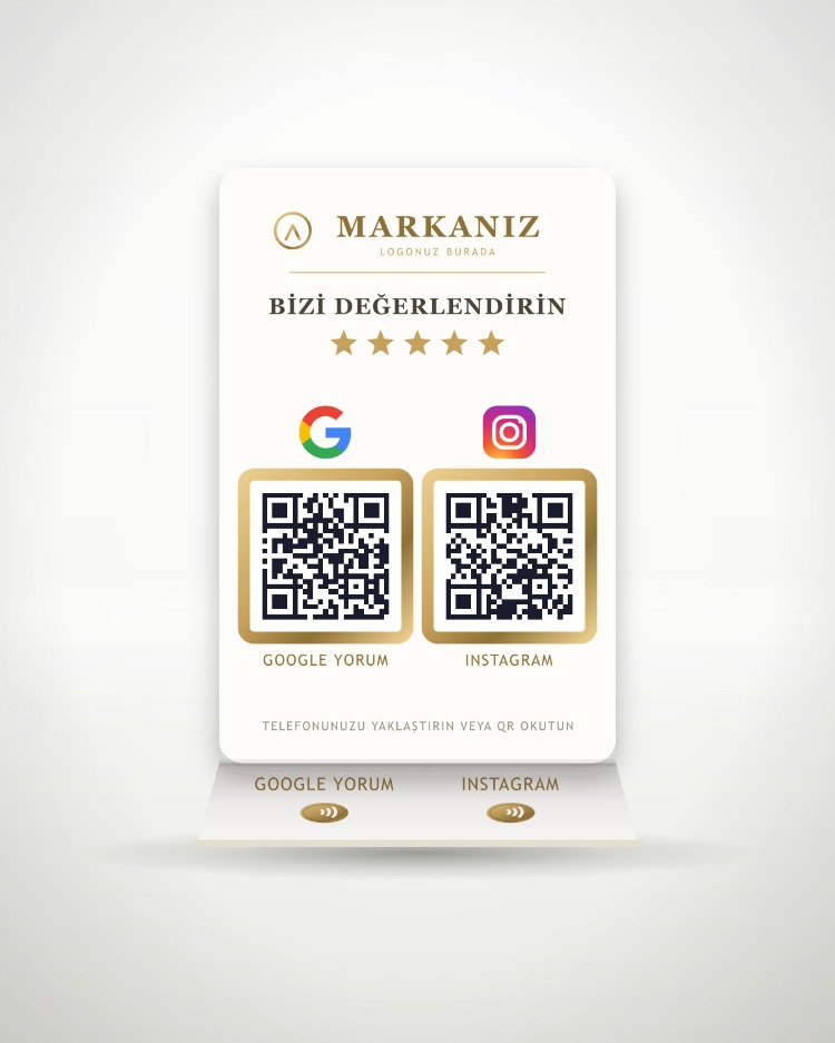 Dijital Pleksi Stand — 2 QR + 2 NFC