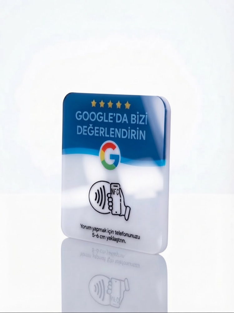 NFC Google Yorum Kartı | Premium 3mm Pleksi | 10 Adet