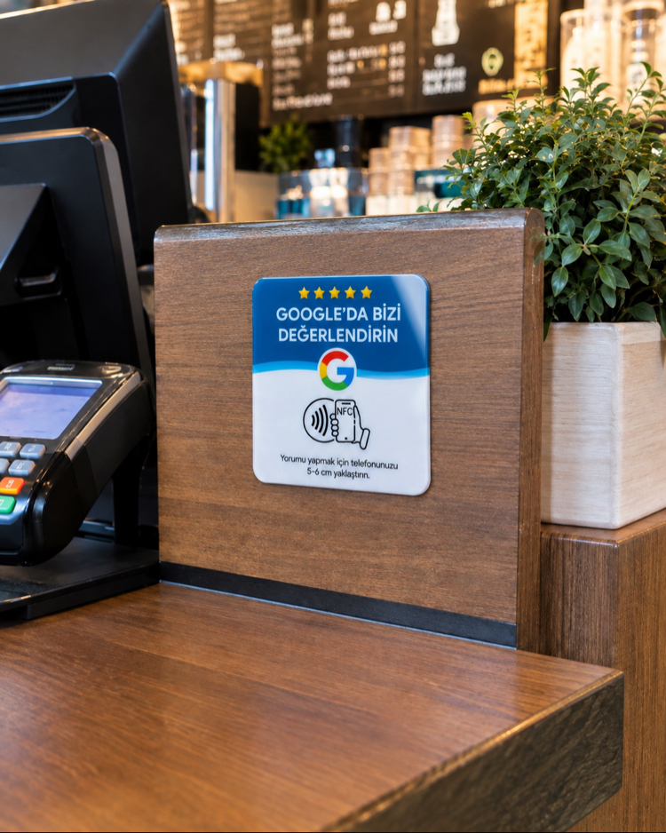 NFC Google Yorum Kartı | Premium 3mm Pleksi | 10 Adet