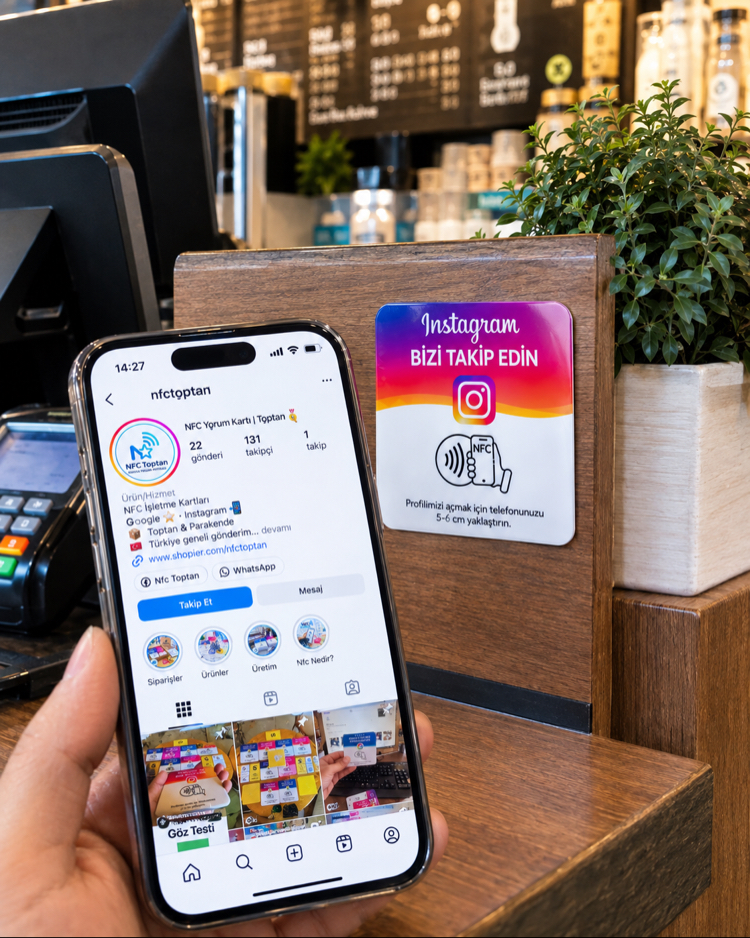 NFC Instagram Takip Kartı | Premium 3 mm Pleksi | 20 Adet