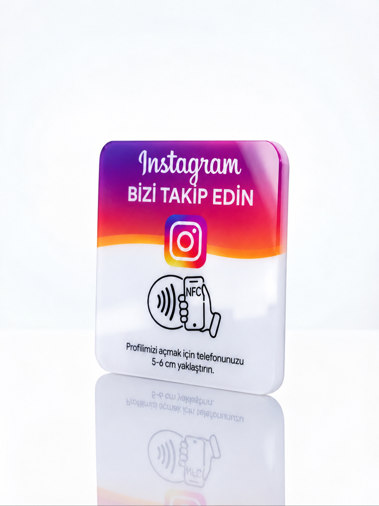 NFC Instagram Takip Kartı | Premium 3 mm Pleksi | 20 Adet