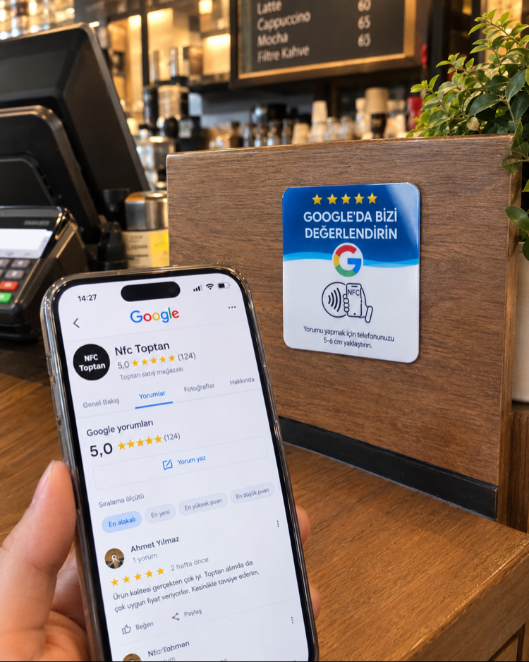 NFC Google Yorum Kartı | Premium 3mm Pleksi | 10 Adet