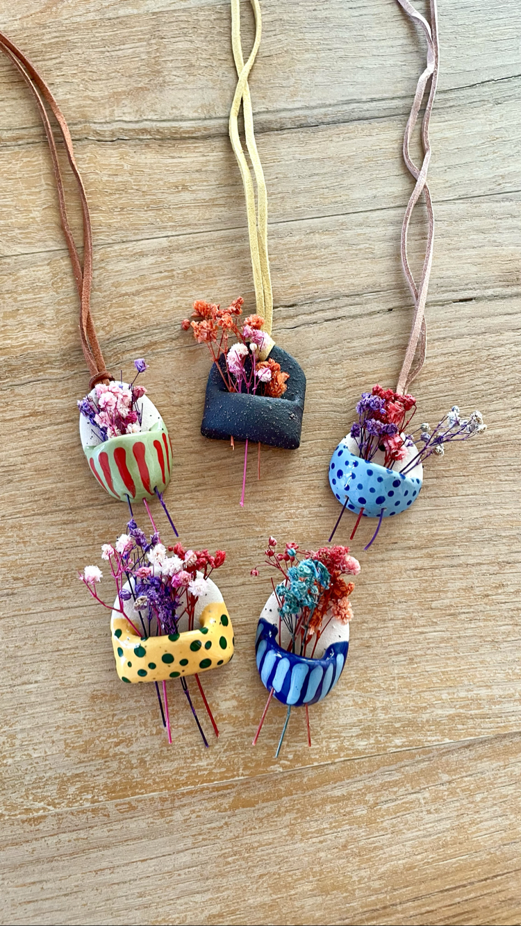 Mini Çiçek Sepetleri / 2 numaralı mavi kolye
