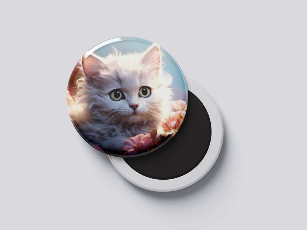 KEDİ TEMALI ROZET BUTON MAGNET 5 ADET