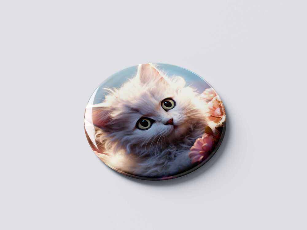 KEDİ TEMALI ROZET BUTON MAGNET 5 ADET
