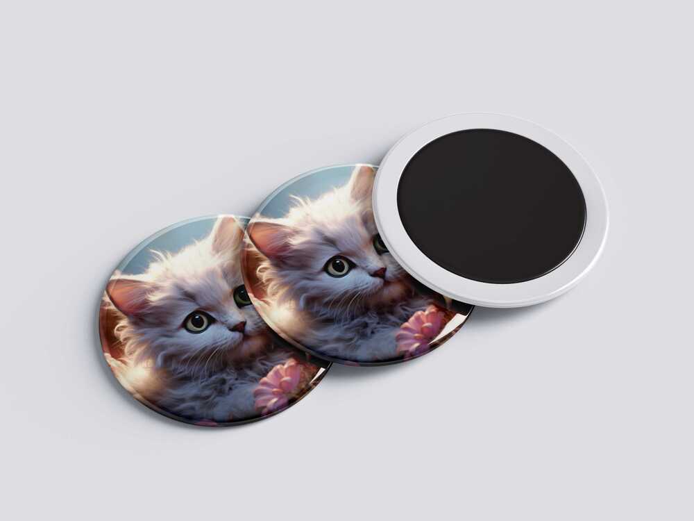 KEDİ TEMALI ROZET BUTON MAGNET 5 ADET