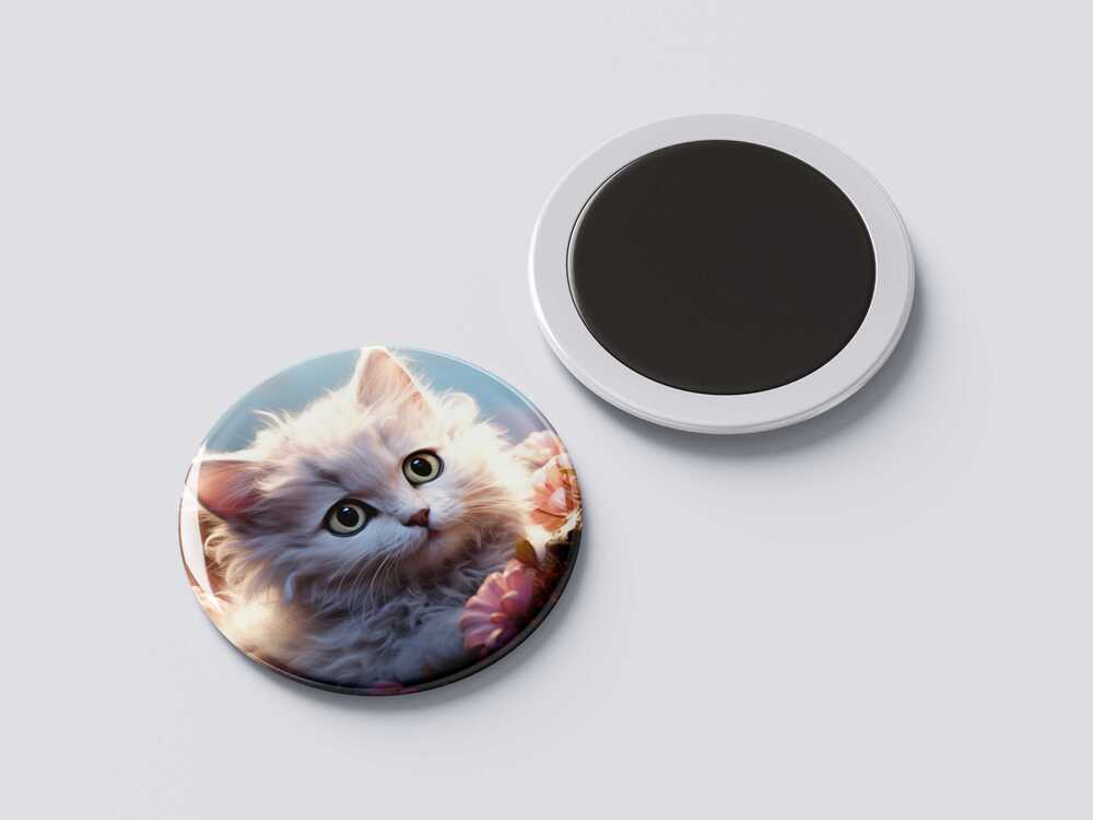 KEDİ TEMALI ROZET BUTON MAGNET 5 ADET