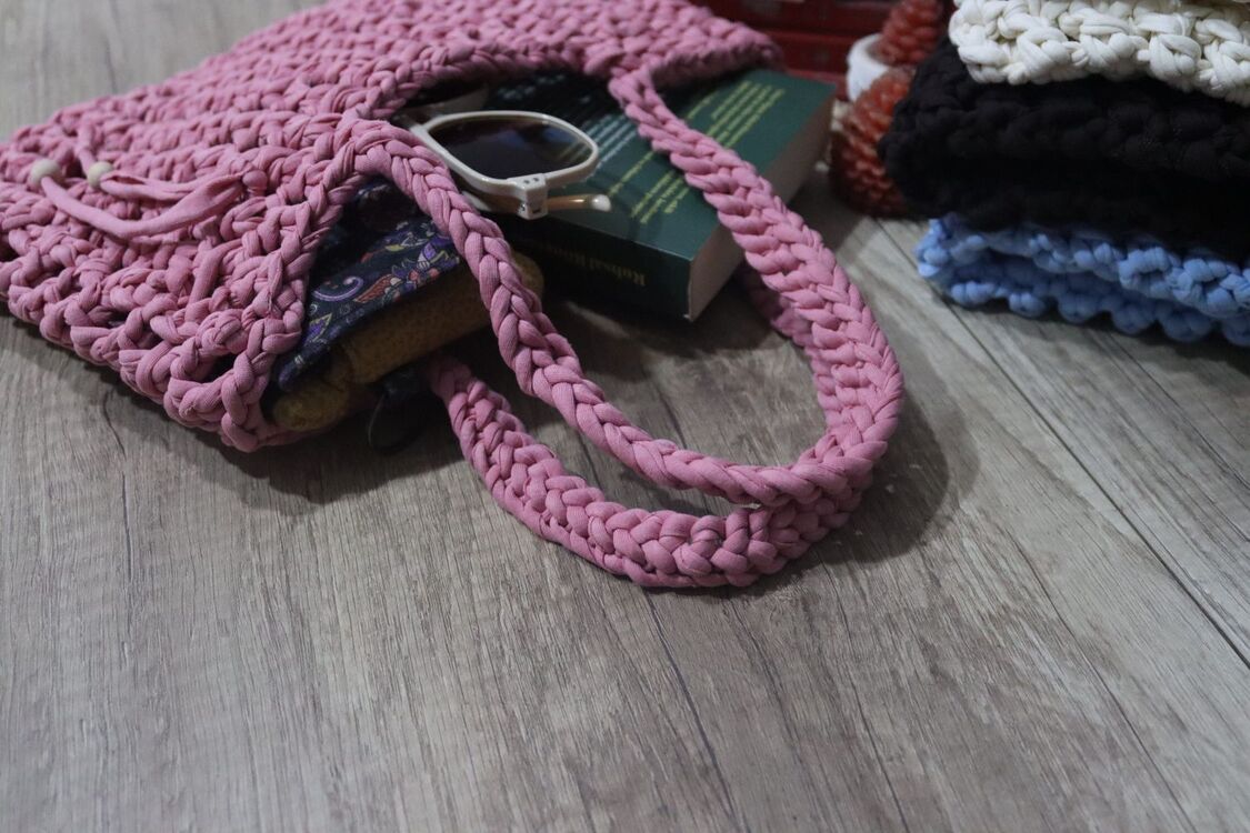 NK el örgüsü omuz çantası ( Şeker pembe)
