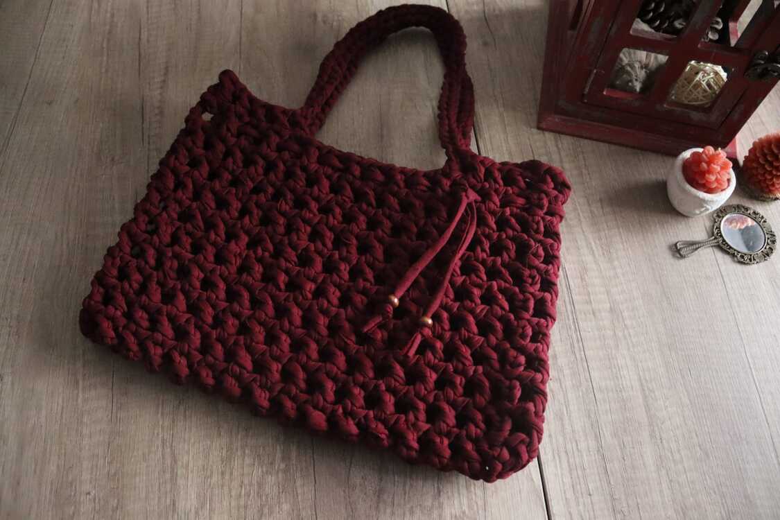 NK El örgü omuz çantası (Bordo)
