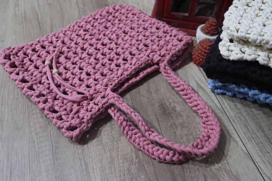 NK el örgüsü omuz çantası ( Şeker pembe)