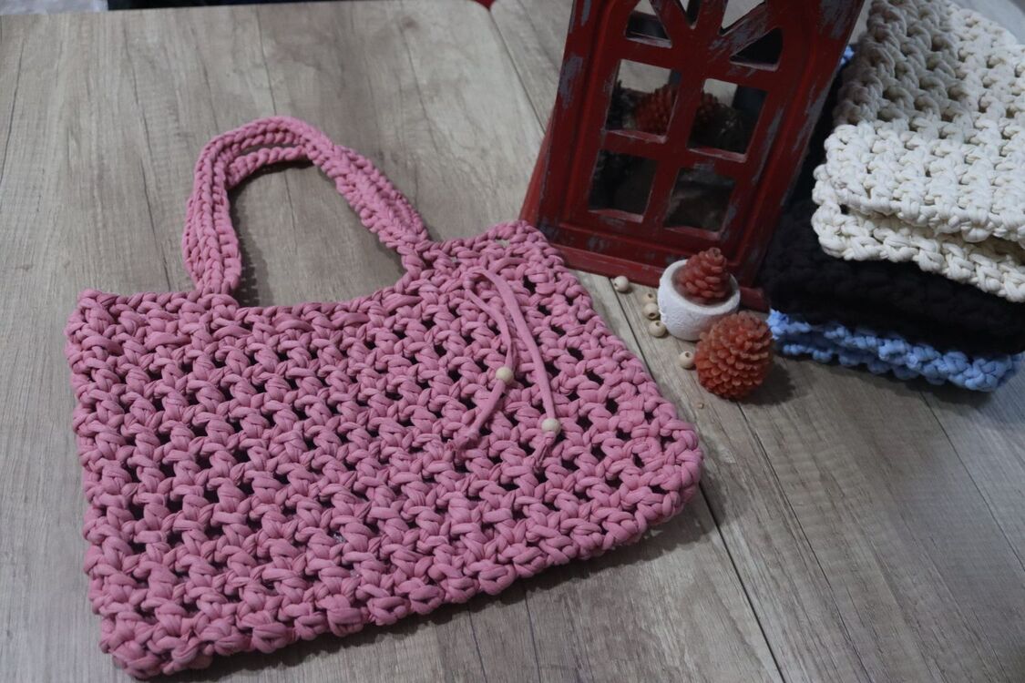 NK el örgüsü omuz çantası ( Şeker pembe)