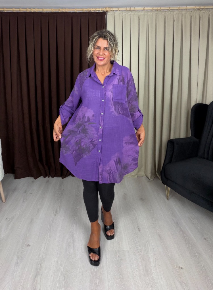 Maya Gömlek Tunik Mor