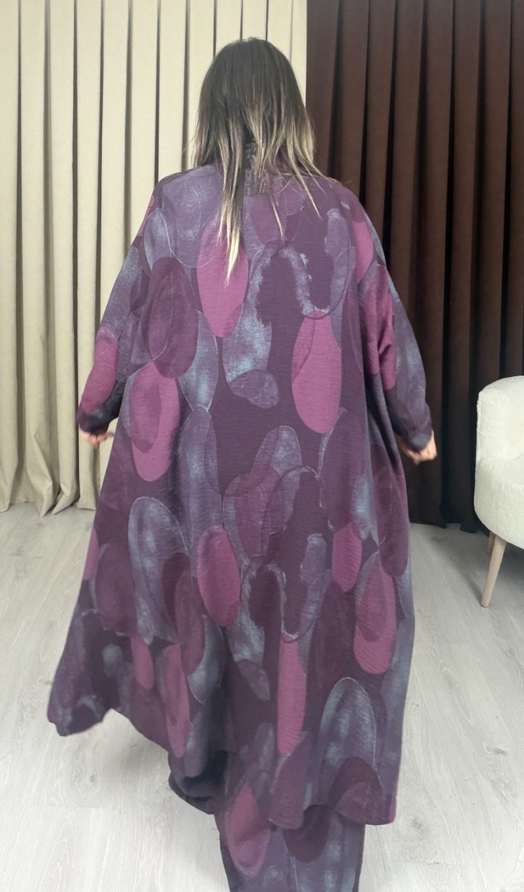 Aura Kimonolu Takım Bordo