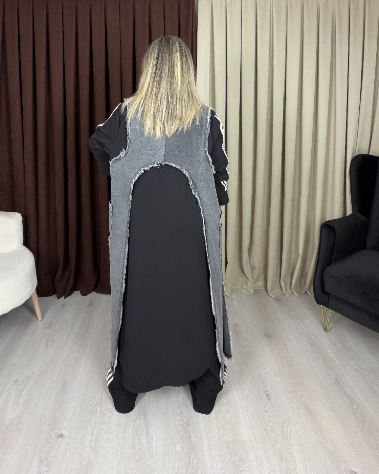 Zelva Kot Detaylı Elbise Siyah