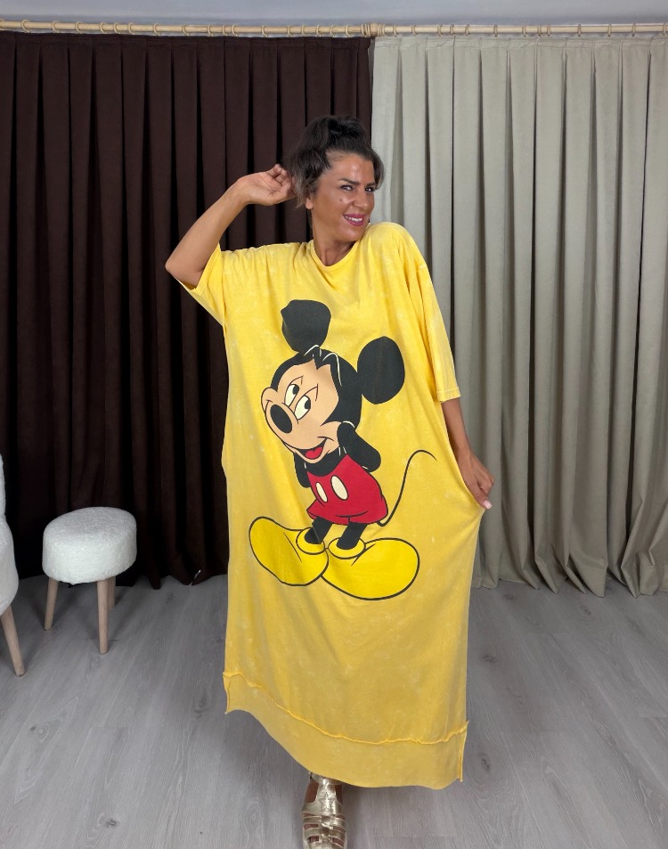 Bonbon Mikili Elbise Sarı