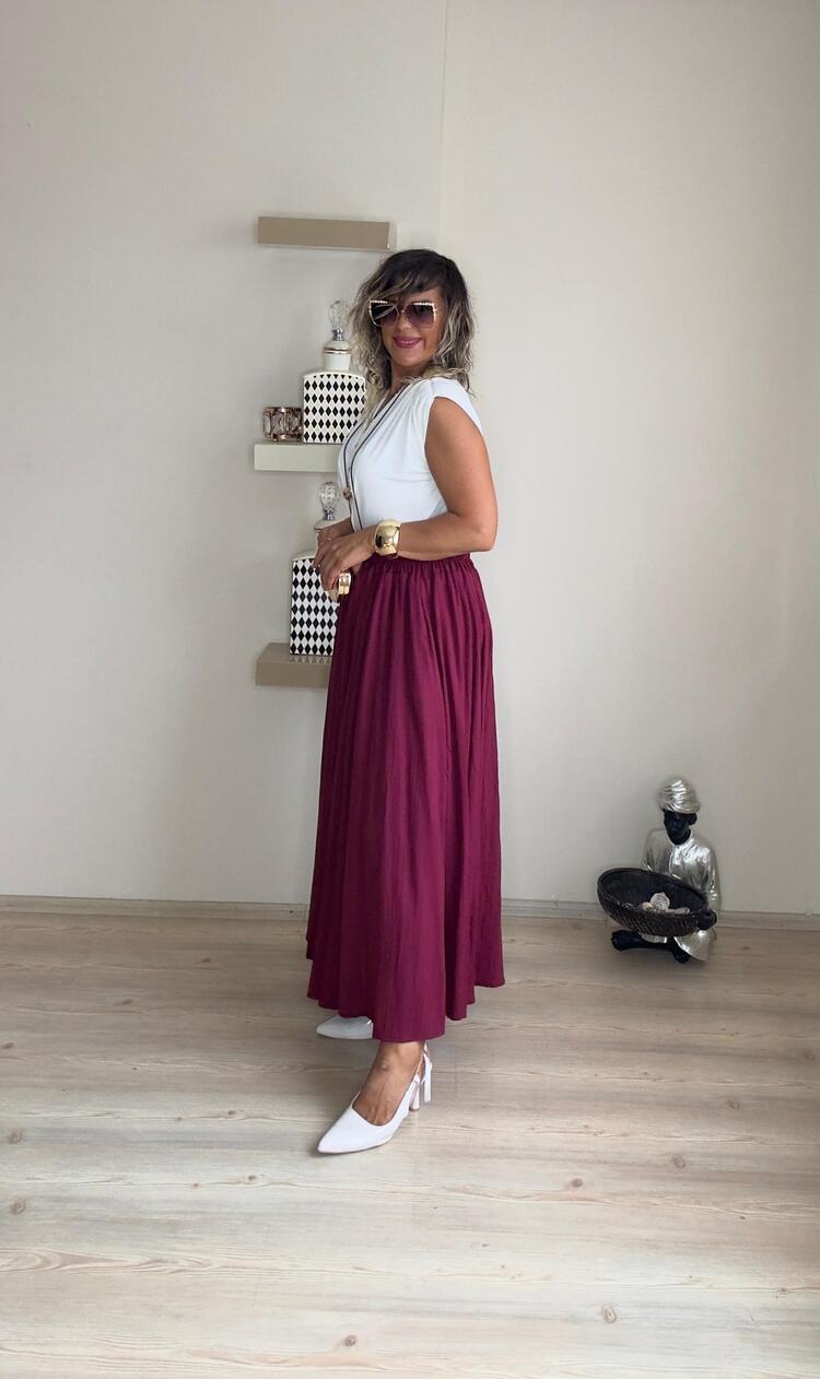 Naturel Kiloş Etek Bordo