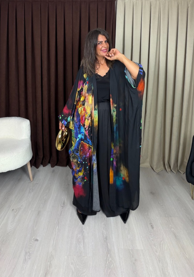 Safira Tasarım Kimono Gökkuşağı At Desenli