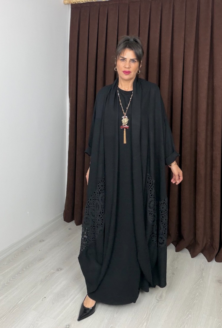 Carolina Keten Kimono Siyah