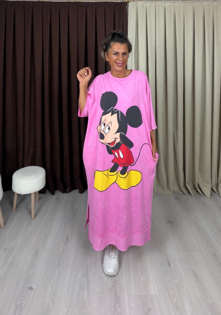 Bonbon Mikili Elbise Pembe