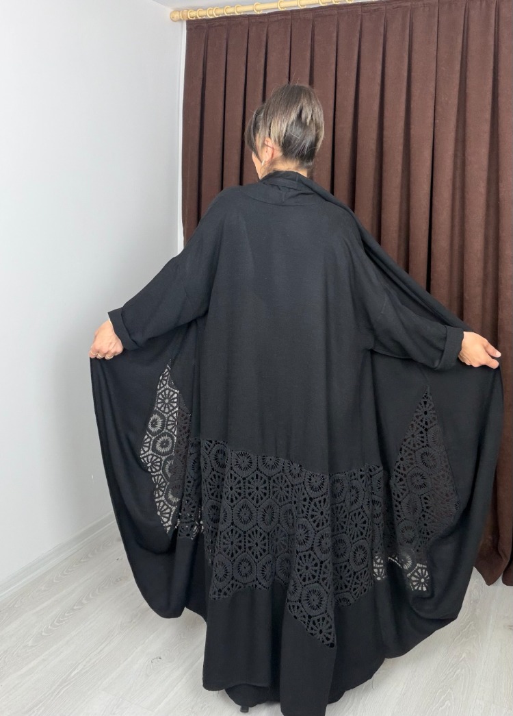 Carolina Keten Kimono Siyah