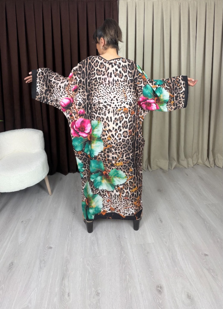 Zümra Leopar Elbise Kahve