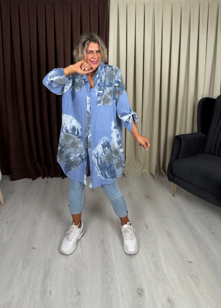 Maya Gömlek Tunik Mavi