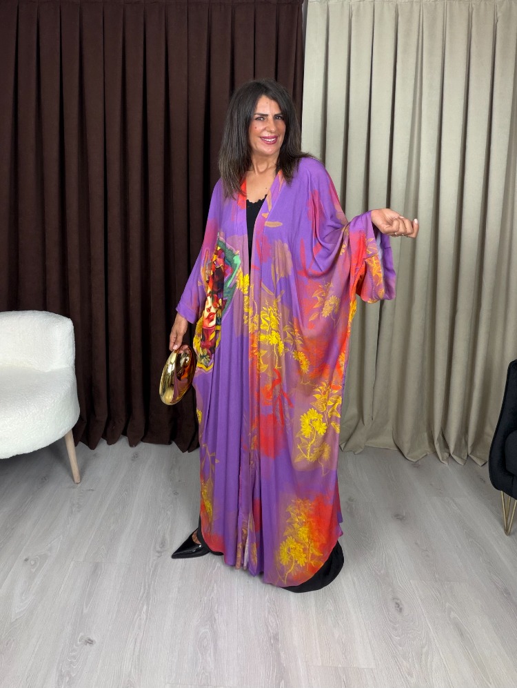 Safira Tasarım Kimono Frida Mor