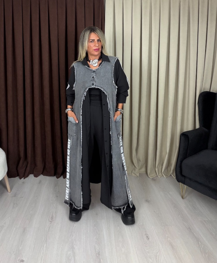 Zelva Kot Detaylı Elbise Siyah