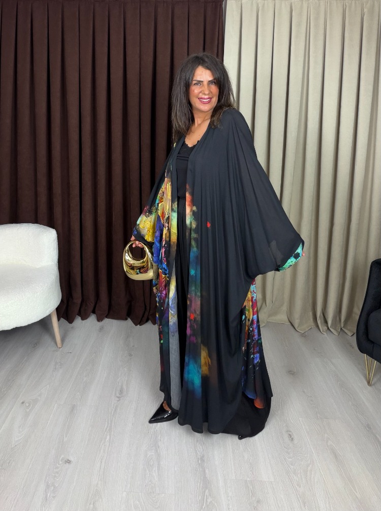 Safira Tasarım Kimono Gökkuşağı At Desenli