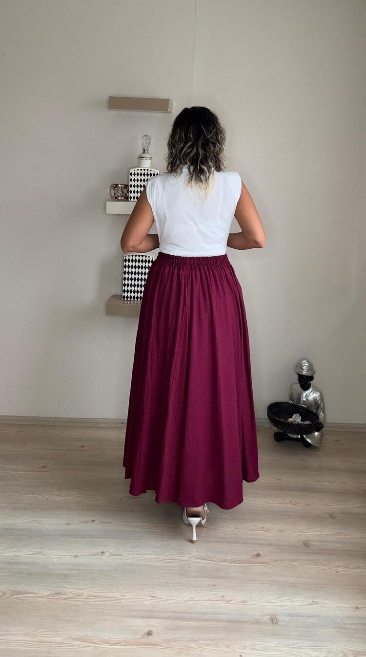 Naturel Kiloş Etek Bordo