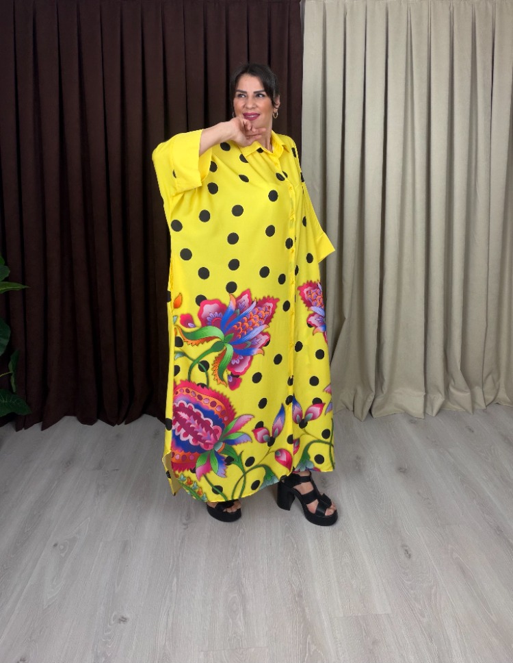 Matilda Gömlek Elbise Sarı