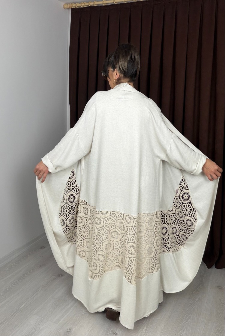 Carolina Keten Kimono Krem