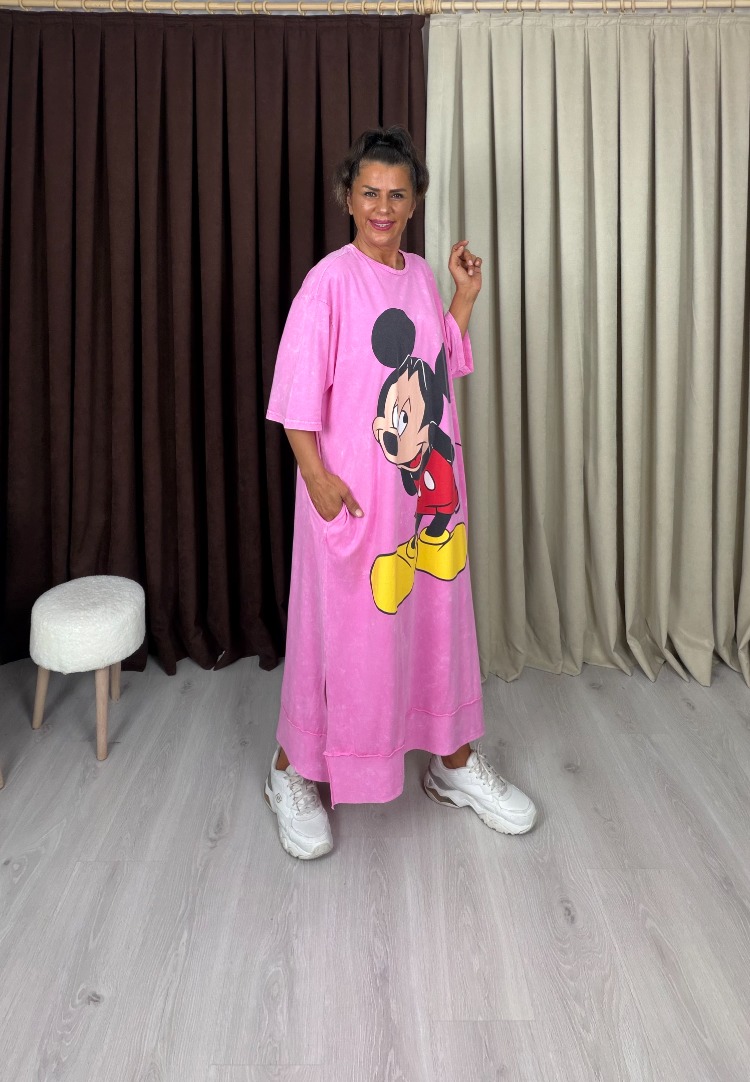 Bonbon Mikili Elbise Pembe