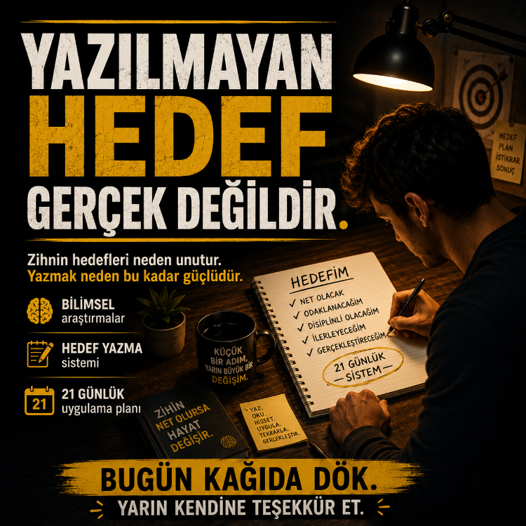 Yazılmayan Hedef Gerçek Değildir Kaç kez hedef koydun. Kaç kez bıraktın.