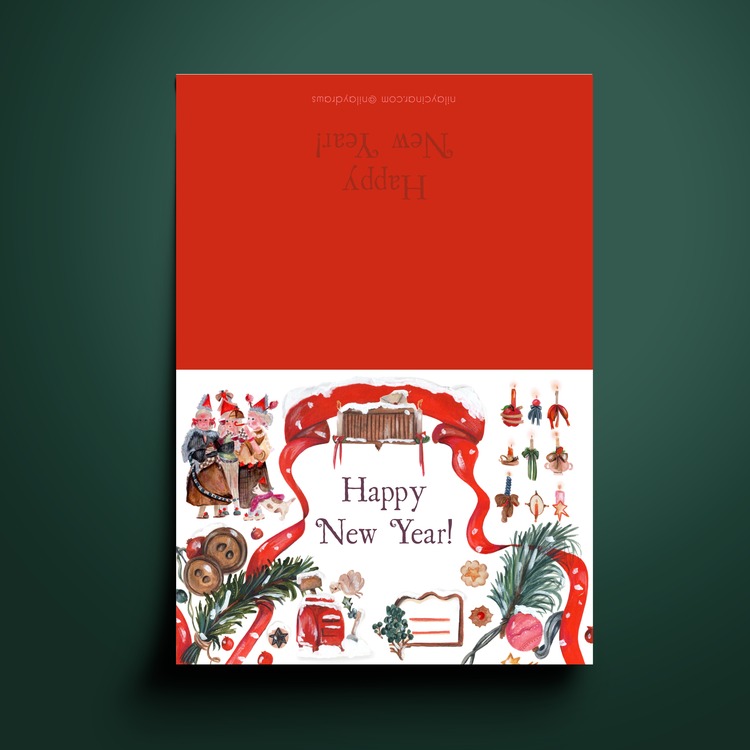 Kart Baskı | 'New Year Card Reddish'
