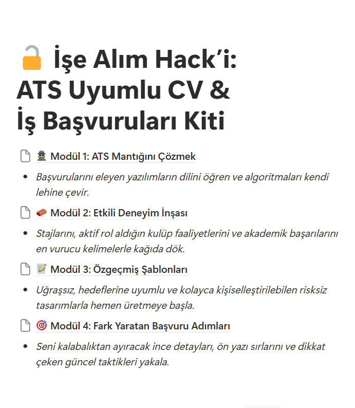  İşe Alımı Hackle: ATS Uyumlu CV & İş Başvuruları Kiti