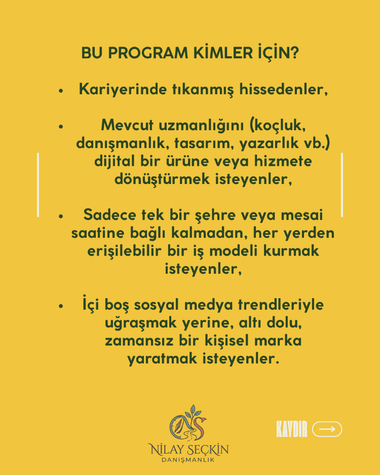 BAŞKA BİR KARİYER MÜMKÜN: 3 ADIMDA MARKALAŞMA PROGRAMI