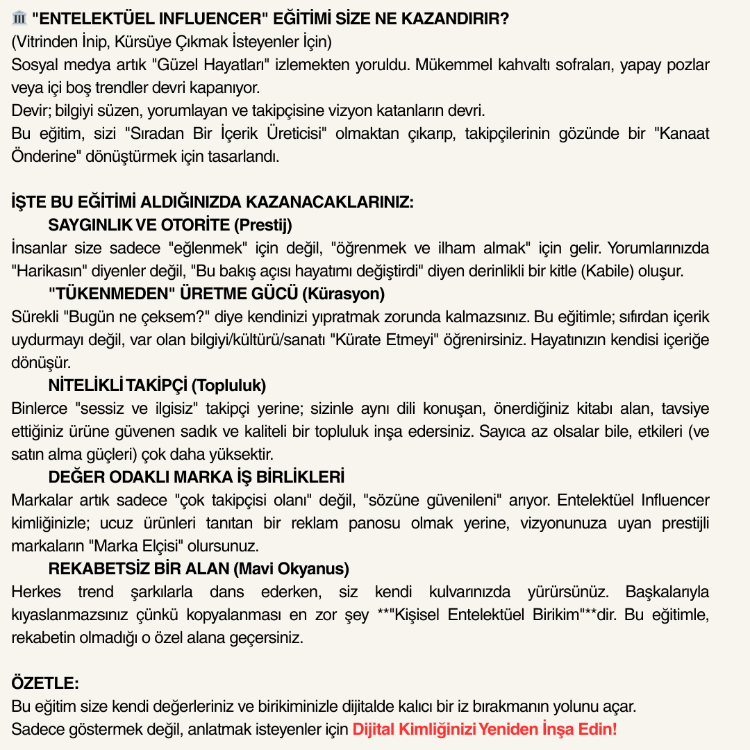 ENTELEKTÜEL INFLUENCER VİDEO EĞİTİMİ 