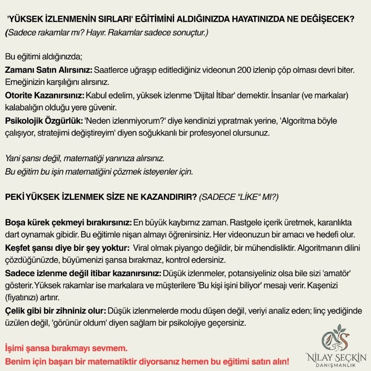 YÜKSEK İZLENMENİN SIRLARI VİDEO EĞİTİMİ 