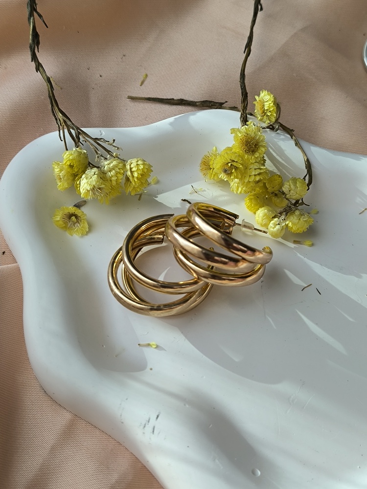 Üçlü Halka Küpe - Gold