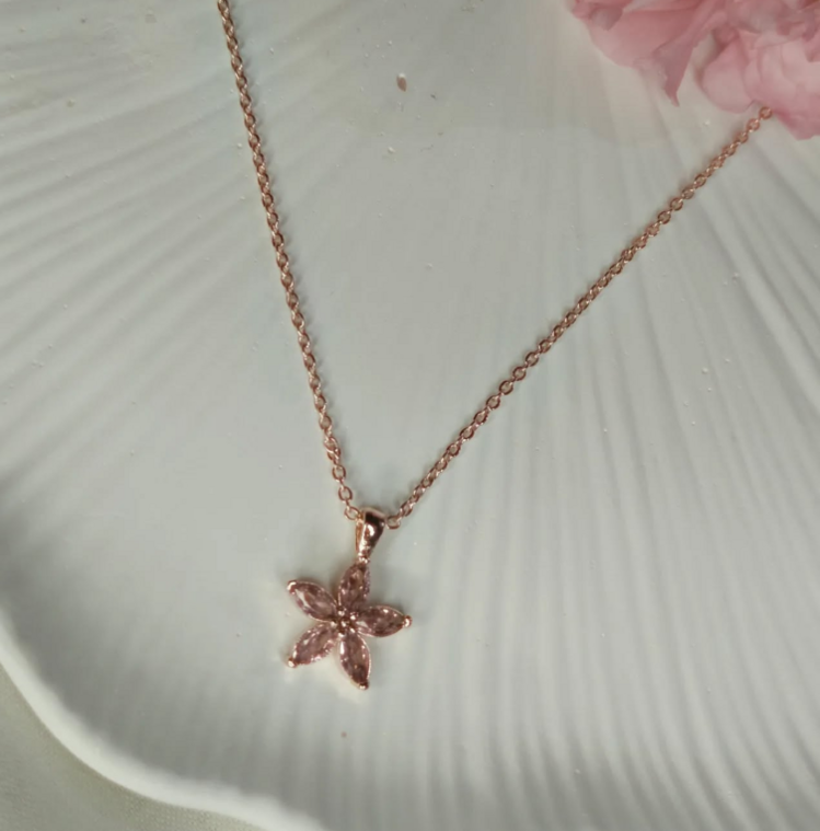 Pembe Taş Detaylı Kolye