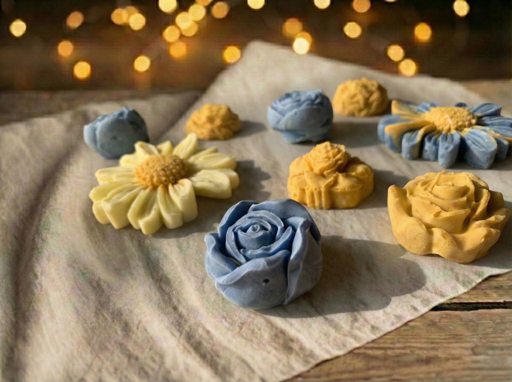 Mavi-Sarı Çiçek Mini Sabun Seti